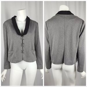 I Heart Ronson Hook Front Blazer Jacket Marled Heather Grey Size Large Career